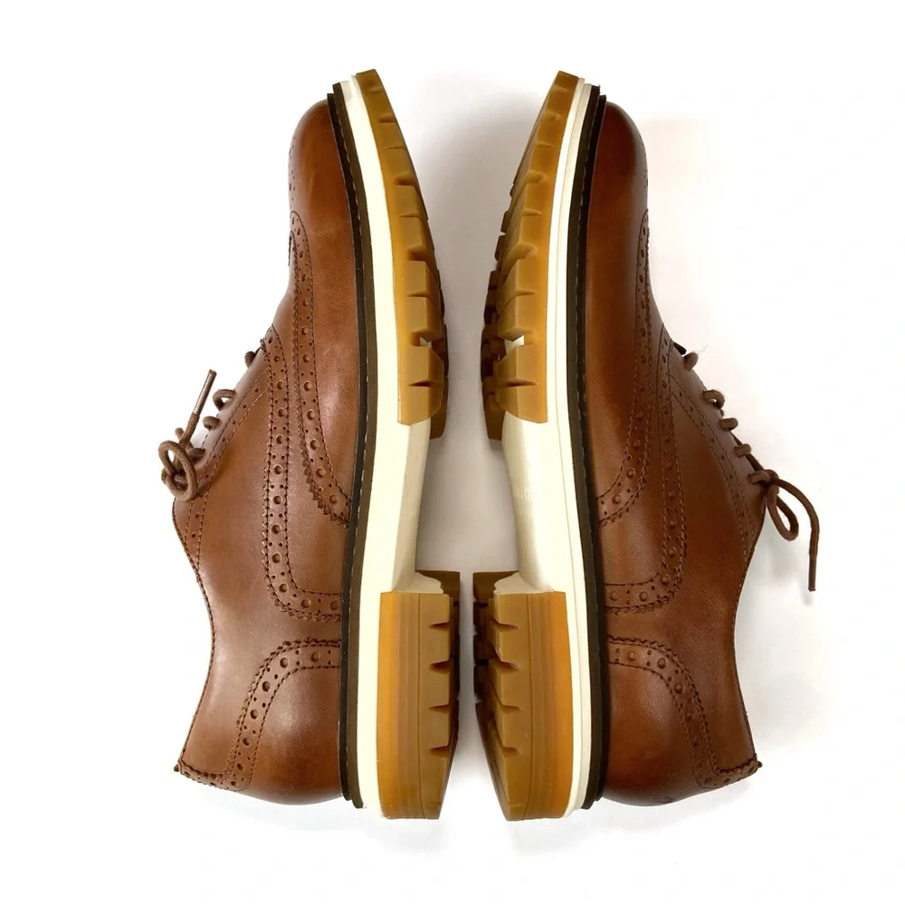 COLE HAAN Tahoe Featherfeel Wingtip Oxford Brown 10.5 Mens Classic Work Comfort
